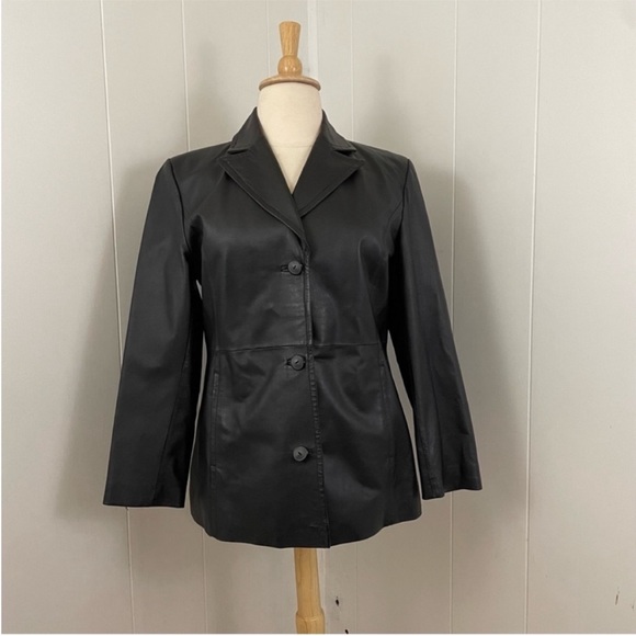 Vintage Y2K Leather Long Sleeve Blazer Jacket - Picture 1 of 8